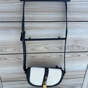 Zara Black and Cream Crossbody Bag